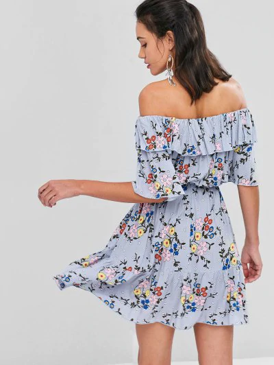 Ruffles Floral Off The Shoulder Dress - Image 5