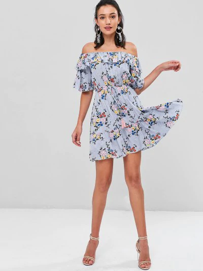 Ruffles Floral Off The Shoulder Dress - Image 2