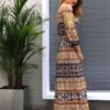 Summer Floral Print Slash Neck Boho Maxi Dress - Image 6