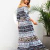 Summer Floral Print Slash Neck Boho Maxi Dress - Image 3