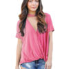 V Neck Short Sleeve Summer Tee T Shirts - Image 7