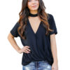 V Neck Short Sleeve Summer Tee T Shirts - Image 5