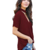 V Neck Short Sleeve Summer Tee T Shirts - Image 3
