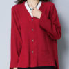 Vintage V-Neck Button Pocket Long Sleeve Cardigan Shirt - Image 5