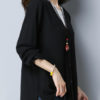 Vintage V-Neck Button Pocket Long Sleeve Cardigan Shirt - Image 3