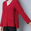 Vintage V-Neck Button Pocket Long Sleeve Cardigan Shirt - Image 6