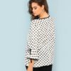 Black And White Polka Dot Plus Size Ruffle Sleeve Women Blouse - Image 2