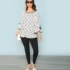 Black And White Polka Dot Plus Size Ruffle Sleeve Women Blouse - Image 5