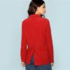 Rust Office Lady Single Button Up Notched Collar Long line Solid Elegant Blazer - Image 4