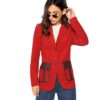 Rust Office Lady Single Button Up Notched Collar Long line Solid Elegant Blazer - Image 7