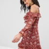 Floral Ruffles Cold Shoulder Dress - Image 4