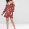 Floral Ruffles Cold Shoulder Dress - Image 3