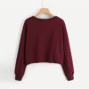 Burgundy Round Neck Faux Fur Sweat shirt - Image 2
