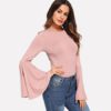 Pink Elegant Minimalist Skinny Autumn Bodysuits - Image 2