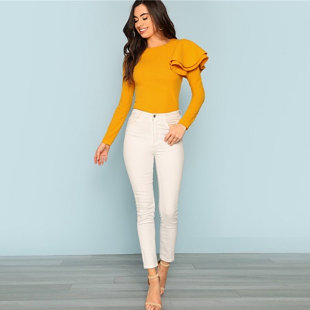 Ruffle Elegant Lady Autumn Tee Tops - Image 5