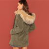Army Green Solid Winter Thermal Work wear Women Coat - Image 4
