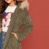 Army Green Solid Winter Thermal Work wear Women Coat - Image 5