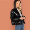 Black Minimalist Casual Hooded Thermal Coat - Image 2