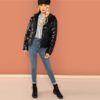 Black Minimalist Casual Hooded Thermal Coat - Image 4