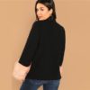Black Office Lady Color block  Faux Fur Women Coat - Image 2