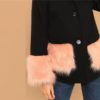 Black Office Lady Color block  Faux Fur Women Coat - Image 3