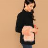 Black Office Lady Color block  Faux Fur Women Coat - Image 5