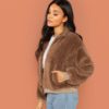 Brown Teddy Jacket Winter Thermal Women Coat
