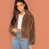 Brown Teddy Jacket Winter Thermal Women Coat - Image 2