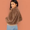 Brown Teddy Jacket Winter Thermal Women Coat - Image 3