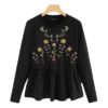 Floral Embroidered Women Pullovers Sweatshirts