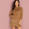 Streetwear Brown Tied Teddy Knot Women Dresses - Image 6