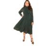 Plus Size Army Green Glitter Winter Party Dresses - Image 5