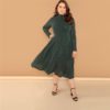 Plus Size Army Green Glitter Winter Party Dresses - Image 3