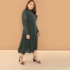 Plus Size Army Green Glitter Winter Party Dresses