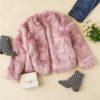 Pink High street Solid Open Front Faux Fur Coat - Image 3