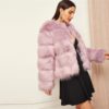 Pink High street Solid Open Front Faux Fur Coat - Image 2