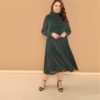 Plus Size Army Green Glitter Winter Party Dresses - Image 6