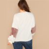 White Casual Plus Size Color block Women Sweatshirts - Image 3