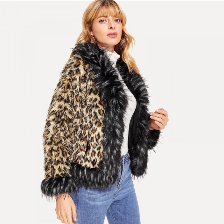 Multi color Elegant High street Faux Fur Leopard Print - Image 4