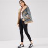 Multi color Waterfall Collar Contrast Faux Fur Plaid Women Coat - Image 6