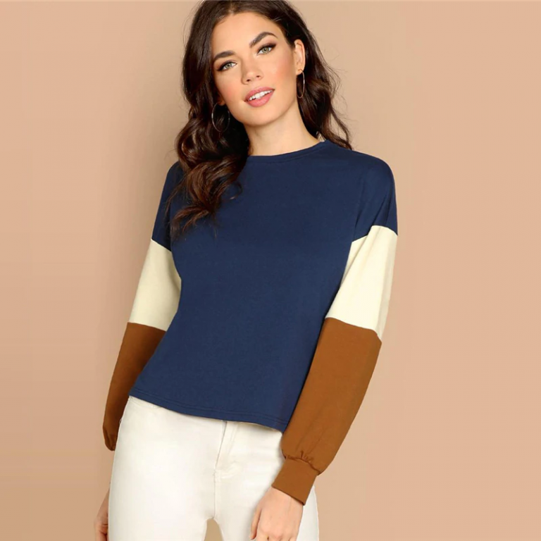 Multicolor Color Block Minimalist Sweatshirts