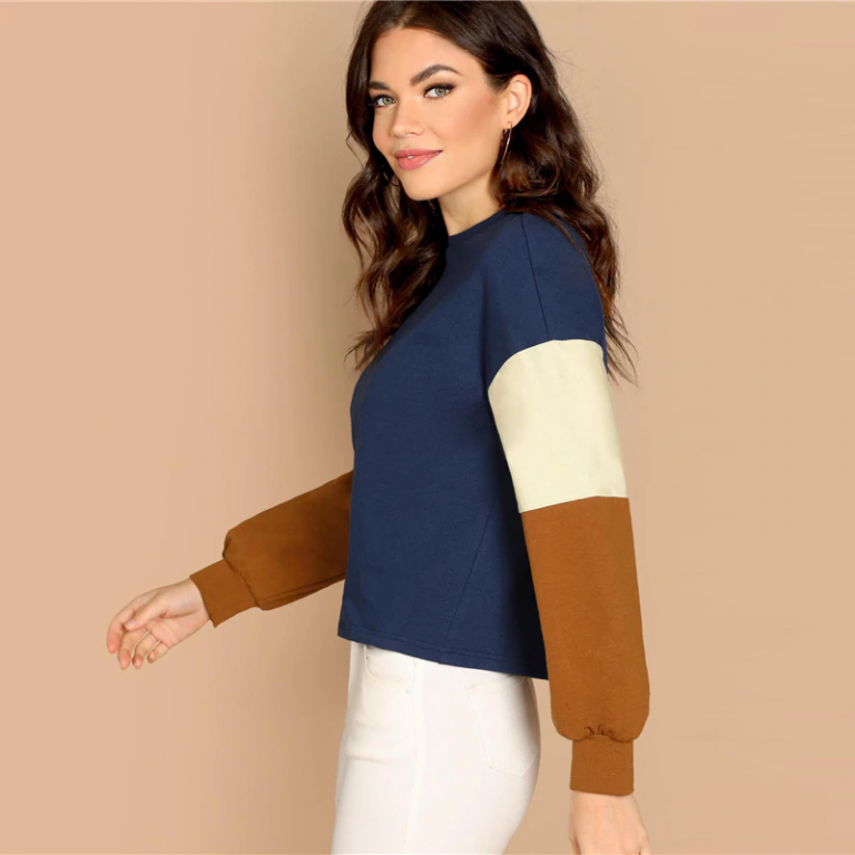 Multicolor Color Block Minimalist Sweatshirts - Image 2