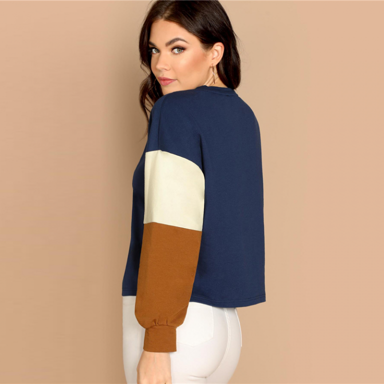 Multicolor Color Block Minimalist Sweatshirts - Image 5