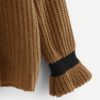 Multicolor Ruffle Flounce Sleeve Colorblock Chevron Jumper - Image 2