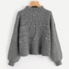 Pearl Beaded Rib Knit Jumper Womens Sweater - Image 5