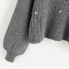 Pearl Beaded Rib Knit Jumper Womens Sweater - Image 7