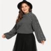 Pearl Beading Lantern Women Acrylic Sweater - Image 15