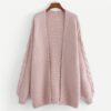 Plus Size Acrylic Casual Women Pink Solid Sweater