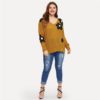 Plus Size Flower Applique Women Sweater - Image 3