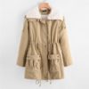Preppy Fleece Drawstring Coat Winter Women Outerwear